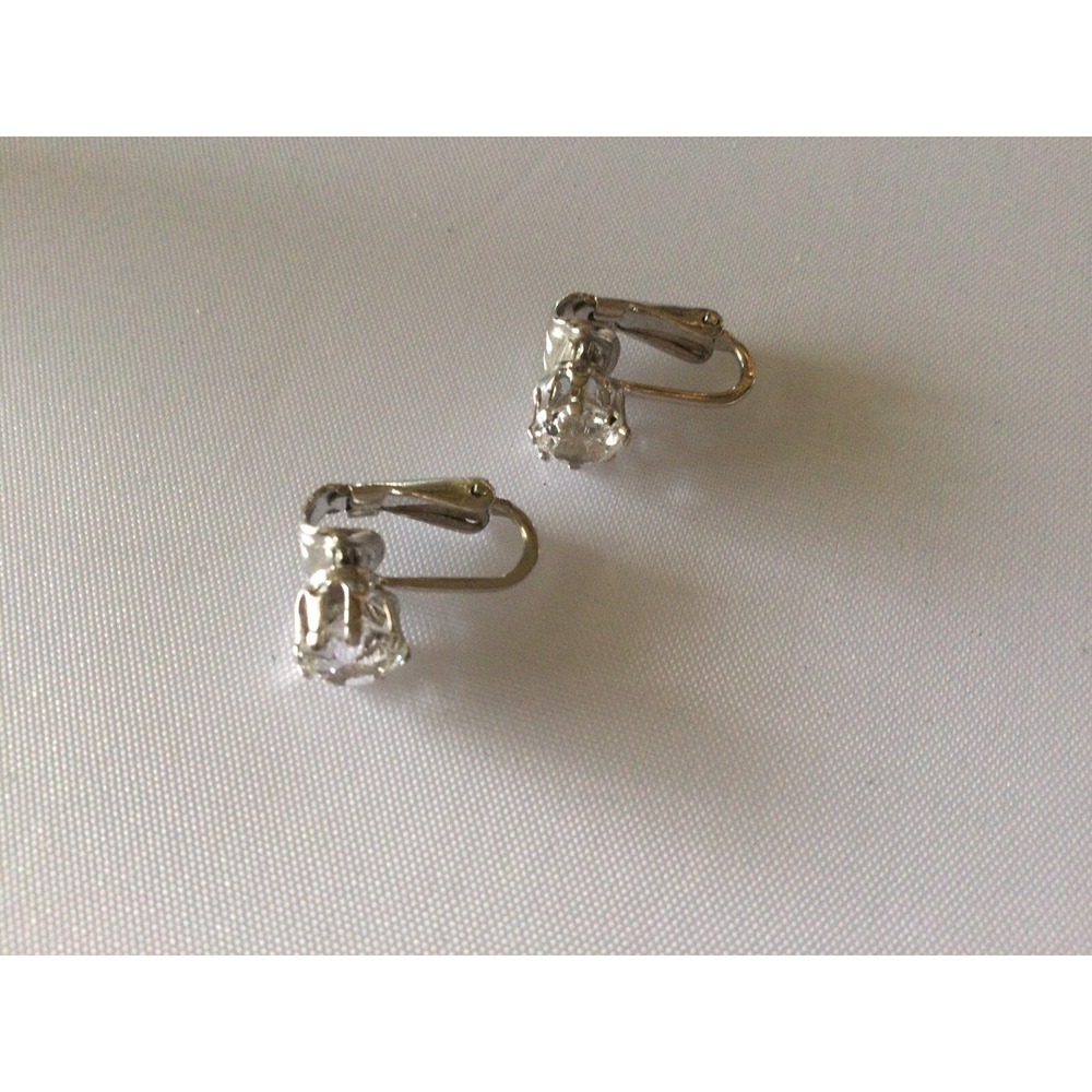 Vintage Signed Panetta Silver Tone Rhinestone Earrings